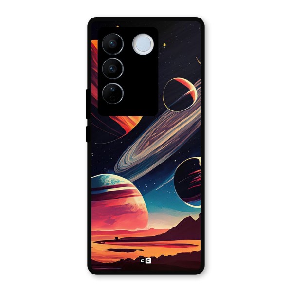 Space Planets Metal Back Case for Vivo V27