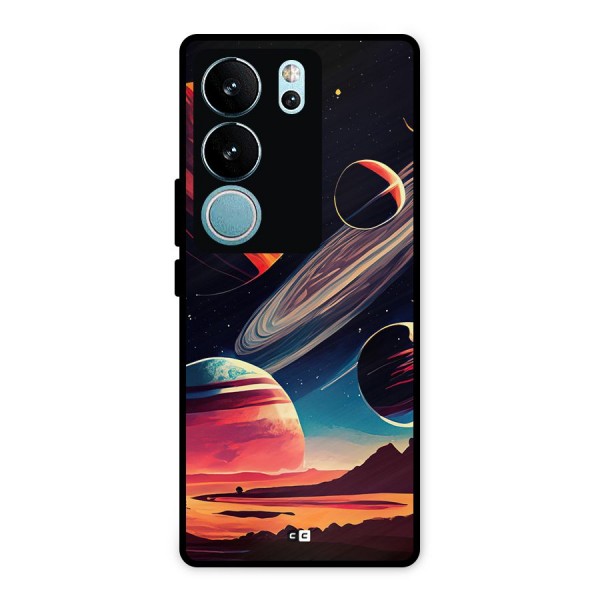 Space Planets Metal Back Case for Vivo V29 Pro