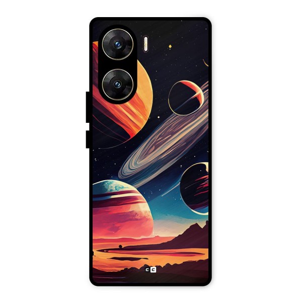 Space Planets Metal Back Case for Vivo V29e