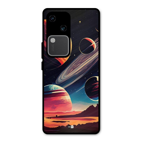 Space Planets Metal Back Case for Vivo V30