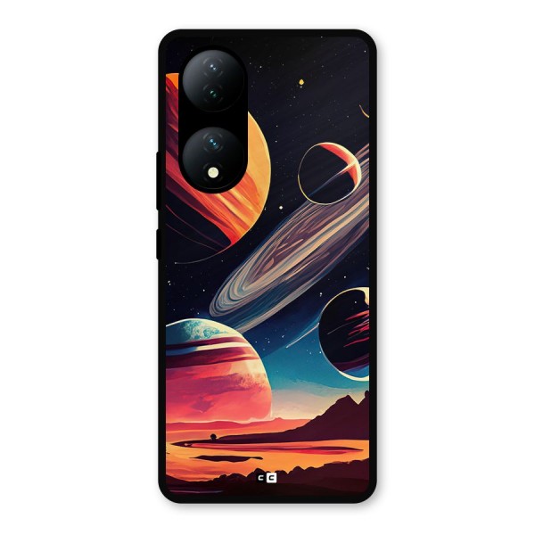 Space Planets Metal Back Case for Vivo Y100