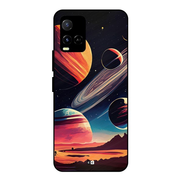 Space Planets Metal Back Case for Vivo Y21