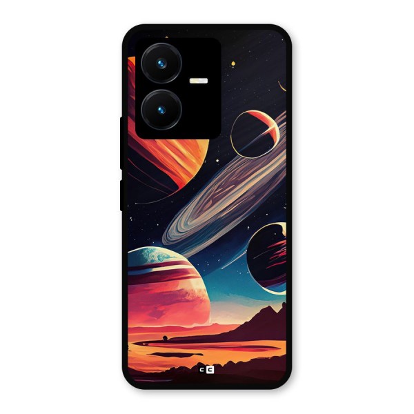 Space Planets Metal Back Case for Vivo Y22s