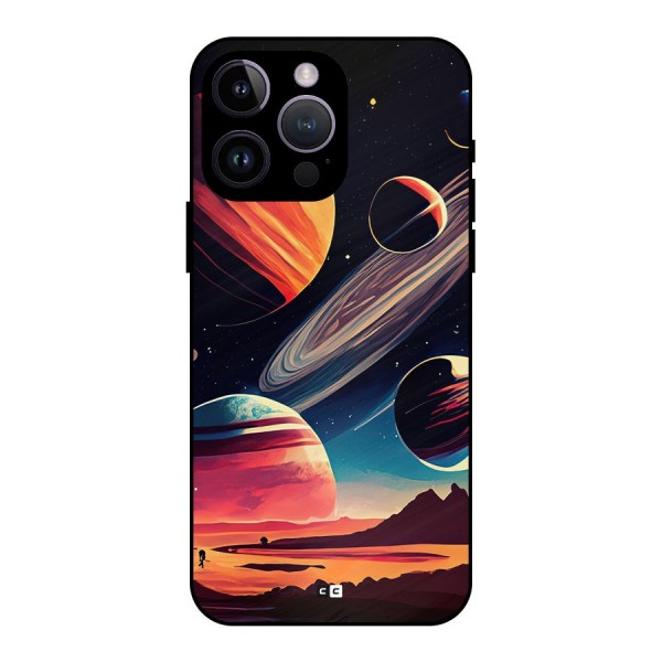 Space Planets Metal Back Case for iPhone 14 Pro Max