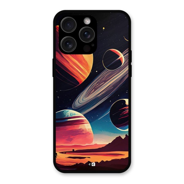 Space Planets Metal Back Case for iPhone 15 Pro Max