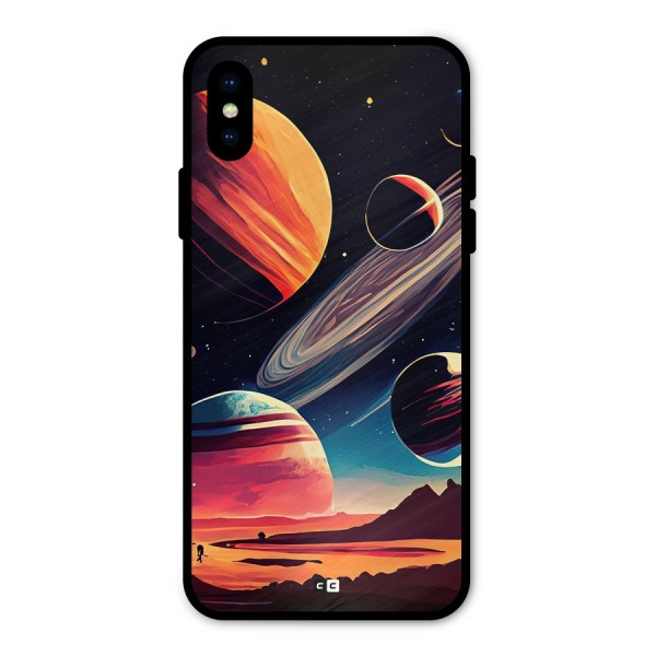 Space Planets Metal Back Case for iPhone X