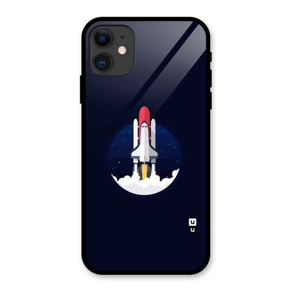 Space Rocket Minimal Glass Back Case for iPhone 11
