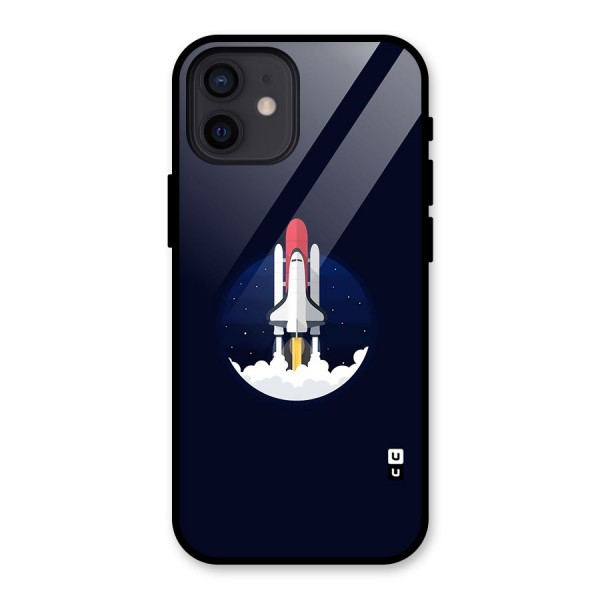 Space Rocket Minimal Glass Back Case for iPhone 12