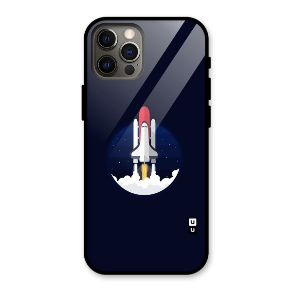 Space Rocket Minimal Glass Back Case for iPhone 12 Pro