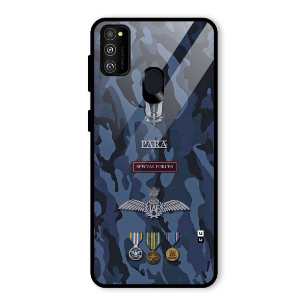 Special Forces Badge Glass Back Case for Galaxy M21