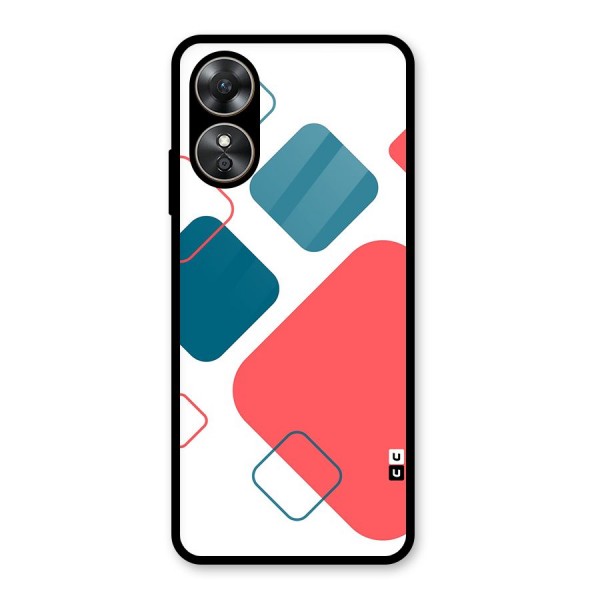 Square Pattern Beautiful Abstract Glass Back Case for Oppo A17