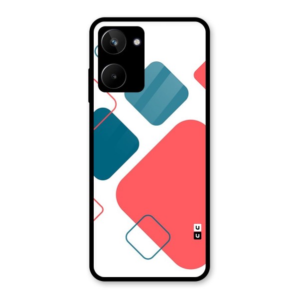 Square Pattern Beautiful Abstract Glass Back Case for Realme 10