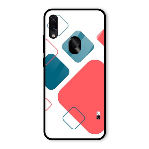 Square Pattern Beautiful Abstract Glass Back Case for Redmi Note 7S