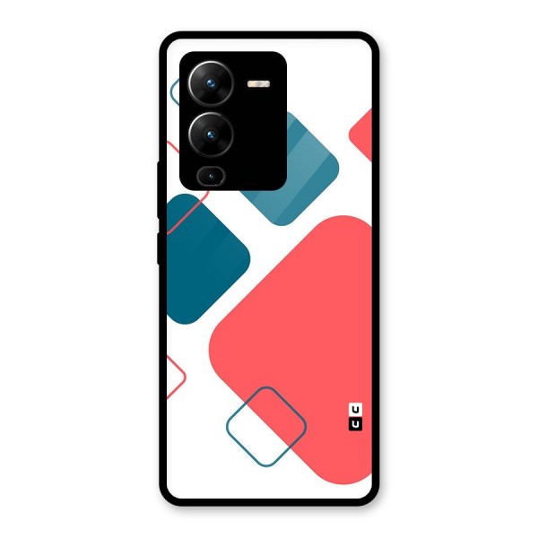 Square Pattern Beautiful Abstract Glass Back Case for Vivo V25 Pro