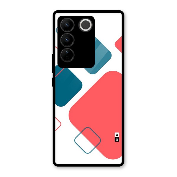 Square Pattern Beautiful Abstract Glass Back Case for Vivo V27