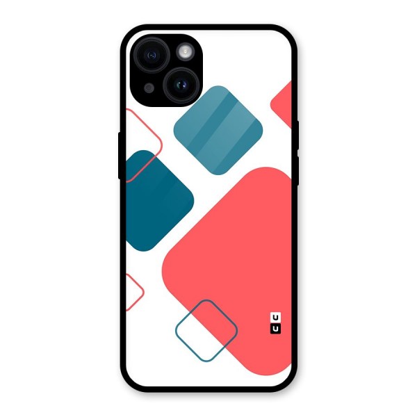 Square Pattern Beautiful Abstract Glass Back Case for iPhone 14