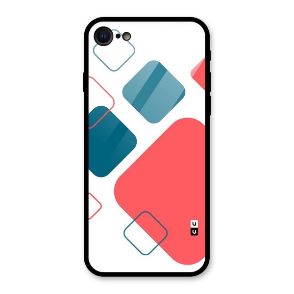 Square Pattern Beautiful Abstract Glass Back Case for iPhone 8