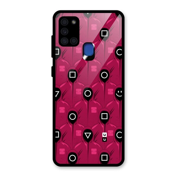 Squid Gamers Pattern Glass Back Case for Galaxy A21s