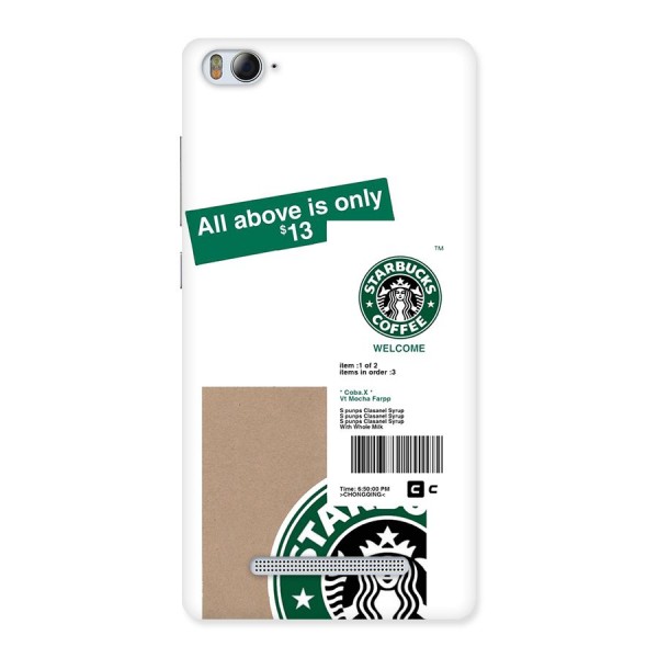 Starbucks Coffee Mocha Back Case for Mi4i