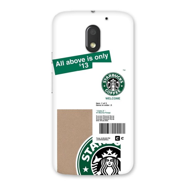 Starbucks Coffee Mocha Back Case for Moto E3 Power