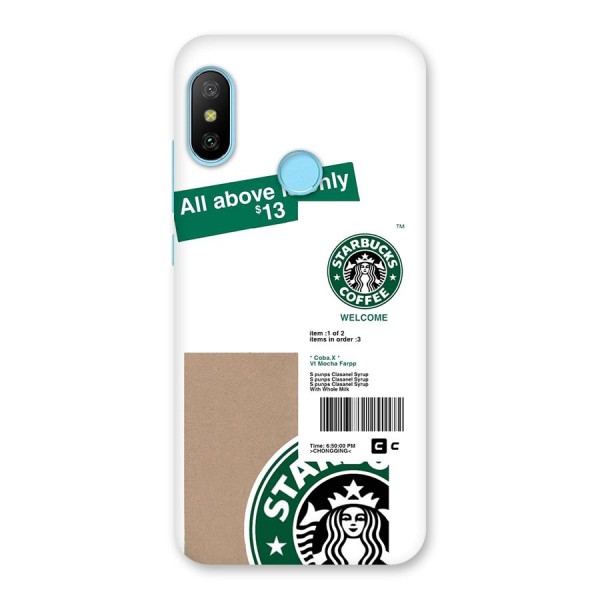 Starbucks Coffee Mocha Back Case for Redmi 6 Pro