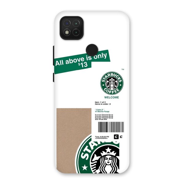 Starbucks Coffee Mocha Back Case for Redmi 9