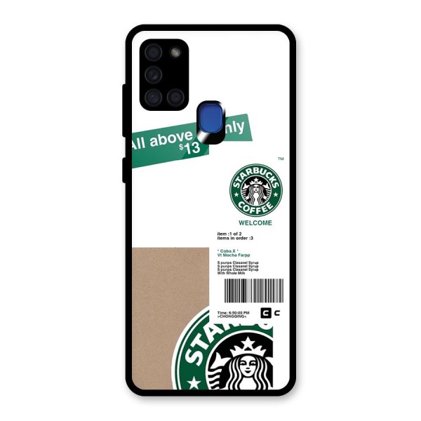 Starbucks Coffee Mocha Glass Back Case for Galaxy A21s