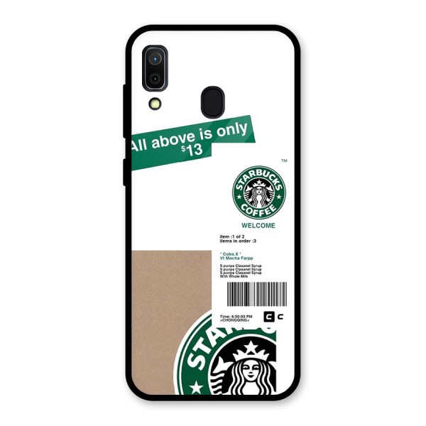 Starbucks Coffee Mocha Glass Back Case for Galaxy A30