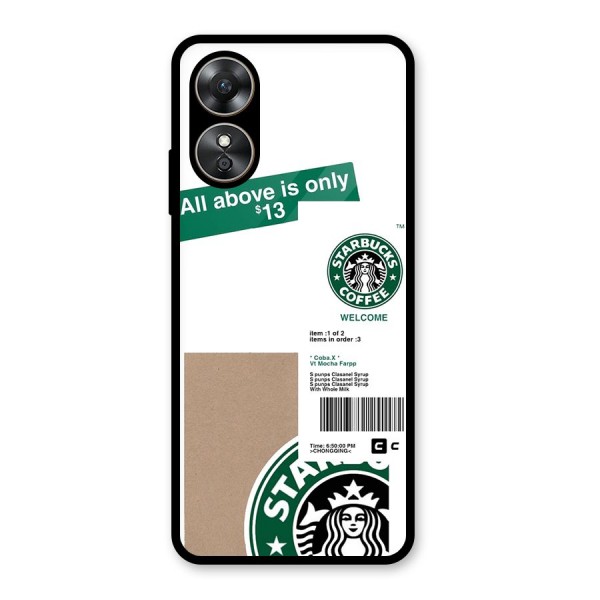 Starbucks Coffee Mocha Glass Back Case for Oppo A17