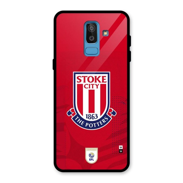 Stoke City Glass Back Case for Galaxy J8