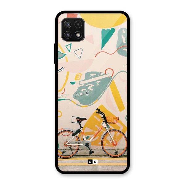 Street Art Bicycle Glass Back Case for Galaxy A22 5G