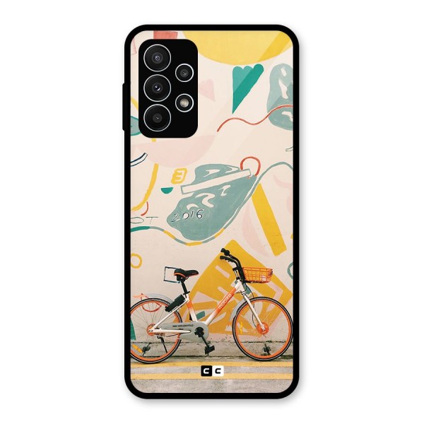 Street Art Bicycle Glass Back Case for Galaxy A23