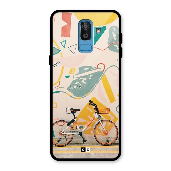 Street Art Bicycle Glass Back Case for Galaxy J8