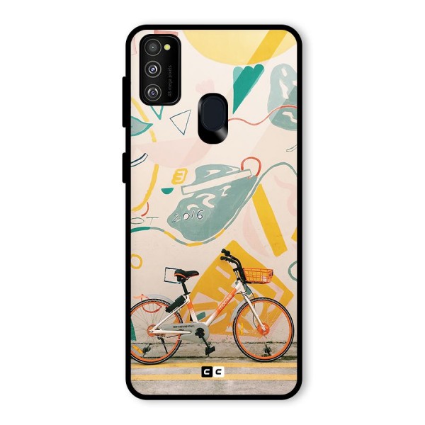 Street Art Bicycle Glass Back Case for Galaxy M21