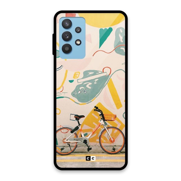 Street Art Bicycle Glass Back Case for Galaxy M32 5G