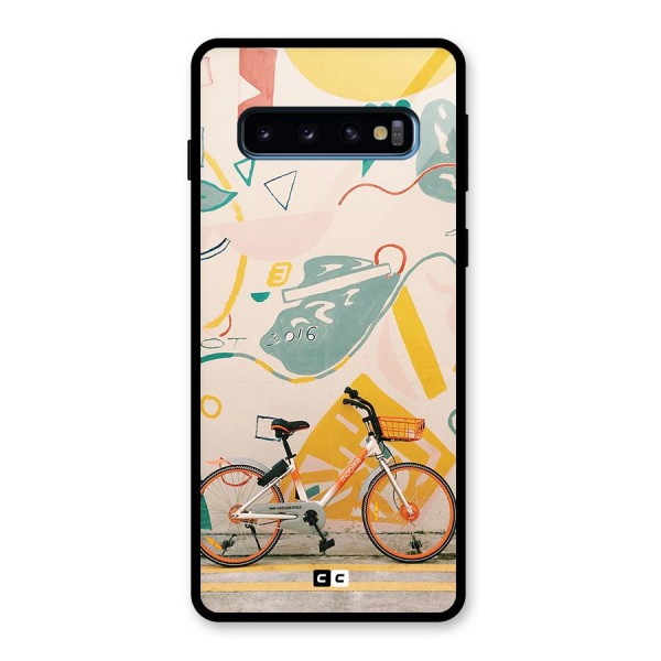 Street Art Bicycle Glass Back Case for Galaxy S10