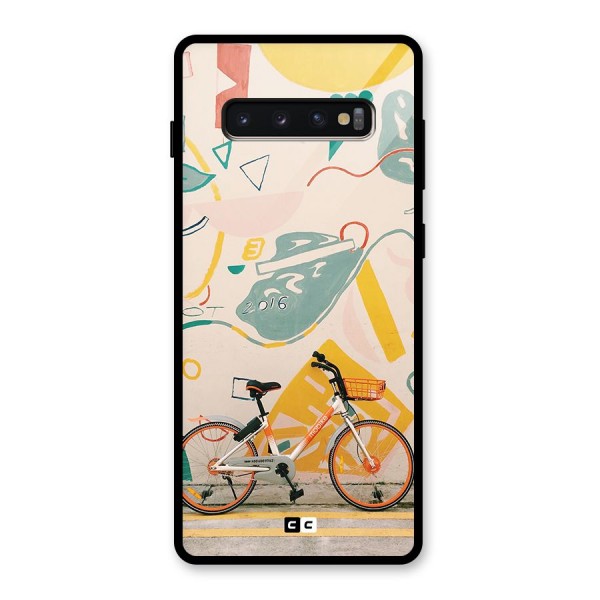 Street Art Bicycle Glass Back Case for Galaxy S10 Plus