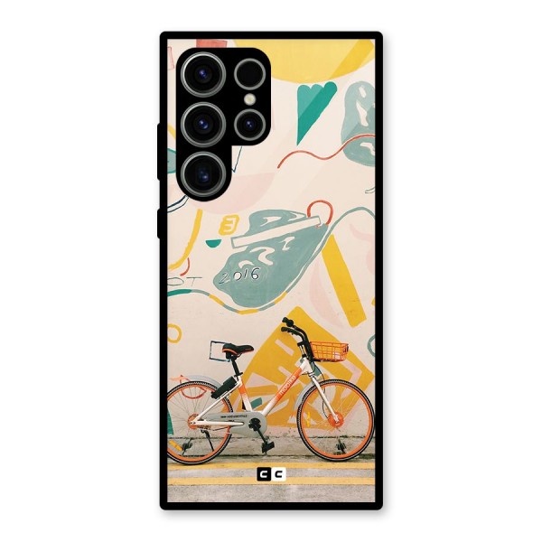 Street Art Bicycle Glass Back Case for Galaxy S23 Ultra