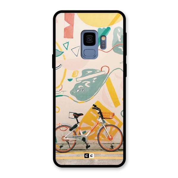 Street Art Bicycle Glass Back Case for Galaxy S9