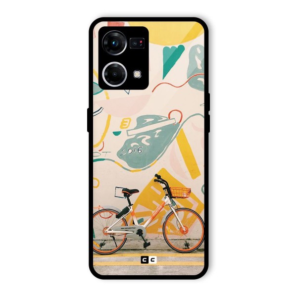 Street Art Bicycle Glass Back Case for Oppo F21 Pro 4G