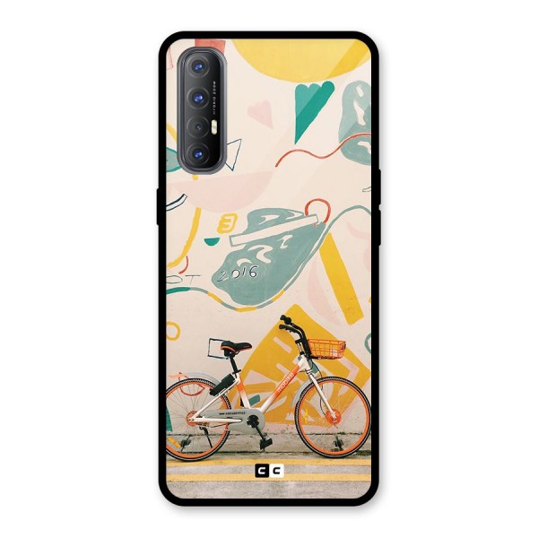 Street Art Bicycle Glass Back Case for Oppo Reno3 Pro