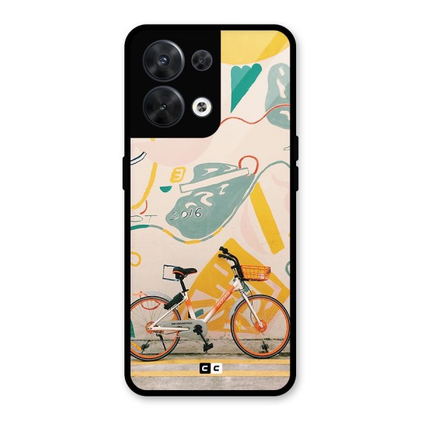 Street Art Bicycle Glass Back Case for Oppo Reno8 5G