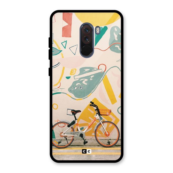 Street Art Bicycle Glass Back Case for Poco F1