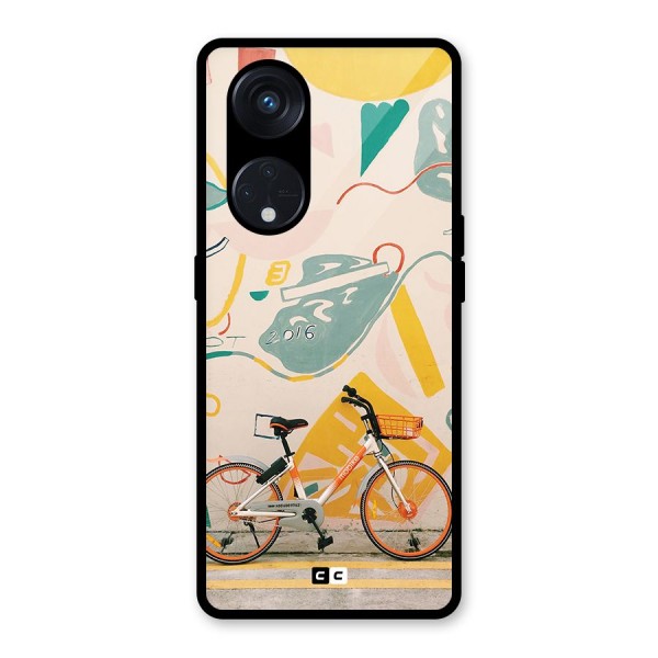 Street Art Bicycle Glass Back Case for Reno8 T 5G