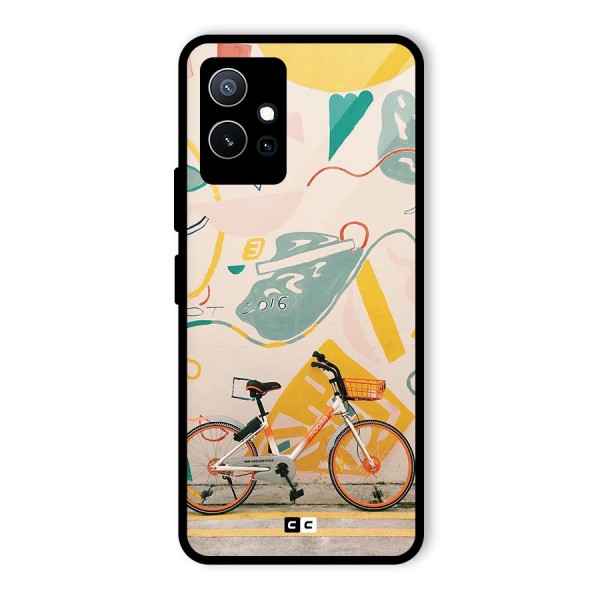 Street Art Bicycle Glass Back Case for Vivo T1 5G