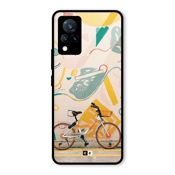 Street Art Bicycle Glass Back Case for Vivo V21 5G