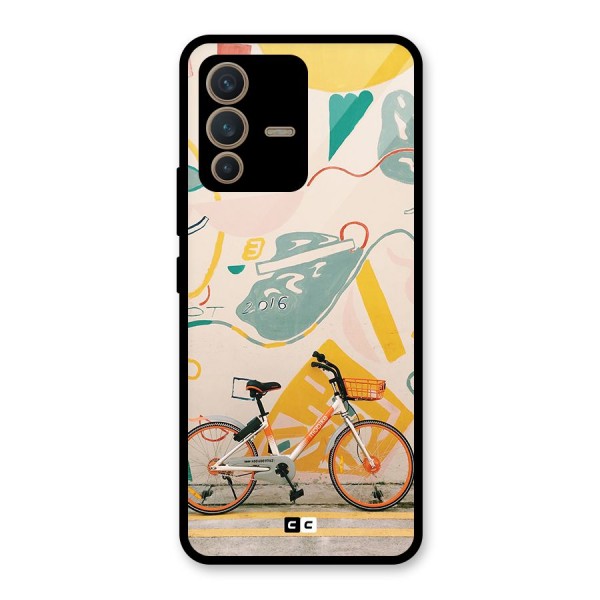 Street Art Bicycle Glass Back Case for Vivo V23 5G