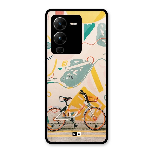 Street Art Bicycle Glass Back Case for Vivo V25 Pro