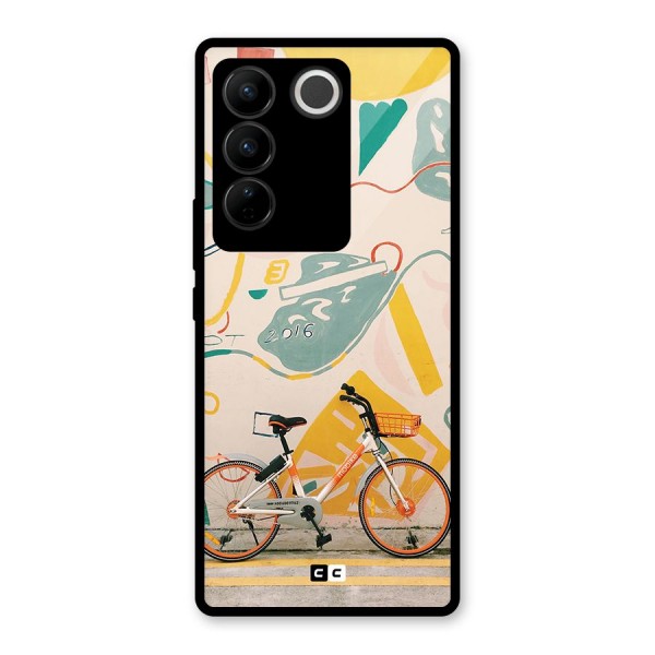 Street Art Bicycle Glass Back Case for Vivo V27 Pro