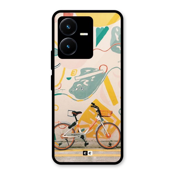 Street Art Bicycle Glass Back Case for Vivo Y22